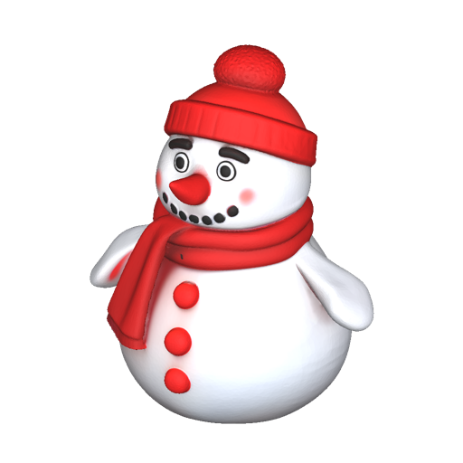Charming Snowman with Red Hat and Scarf
