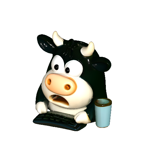 Surprised Cow Typing at Computer