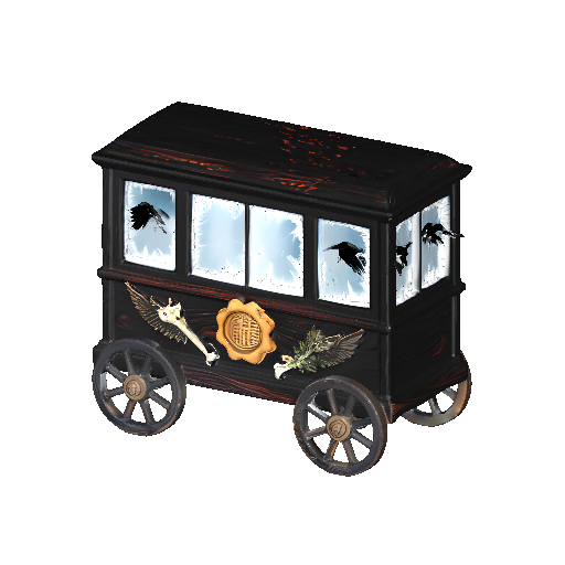 Mystical Black Coach with Raven Motifs