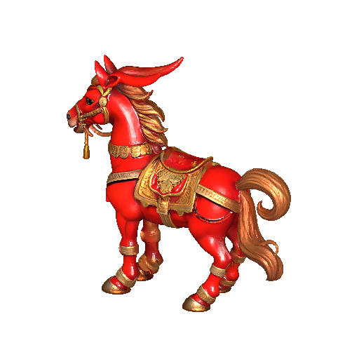 Regal Red Warhorse with Golden Armor