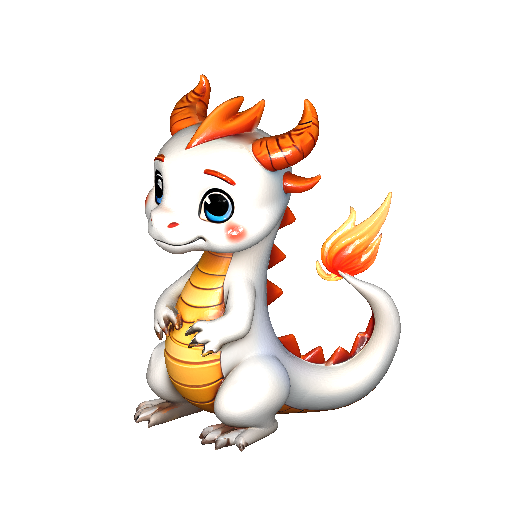 Cute White Fire Dragon Cub