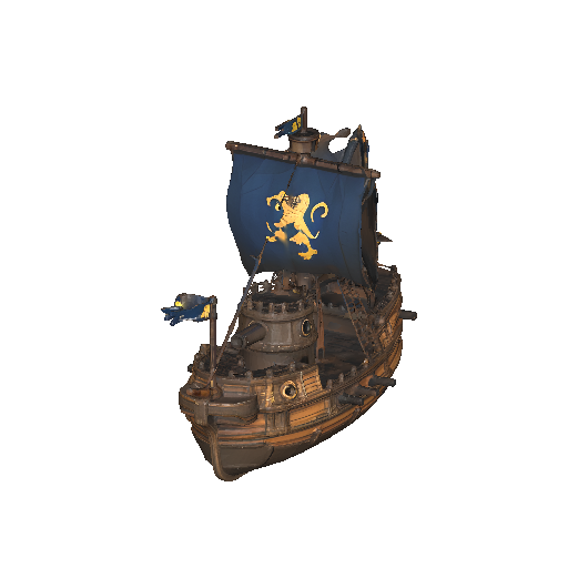 Vintage Pirate Ship with Lion Banner