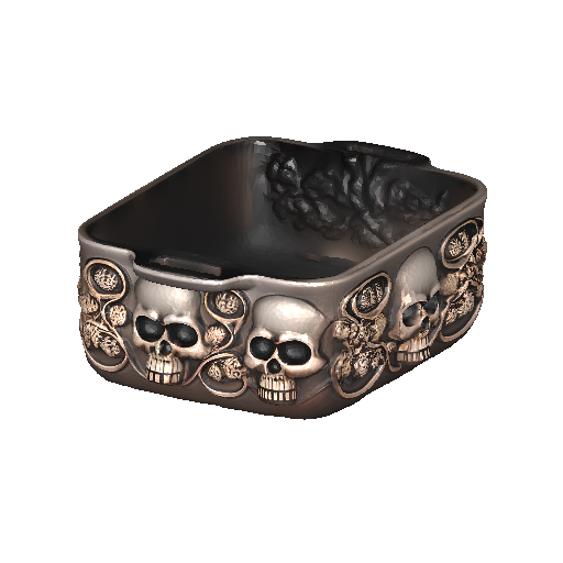 Skull-Decorated Metal Ashtray