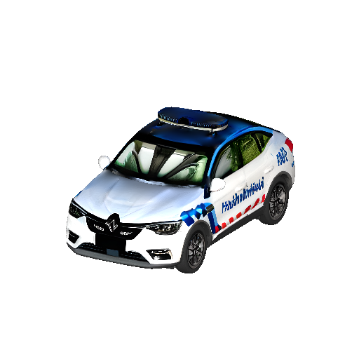 Police SUV with Blue Lights and Thai Text