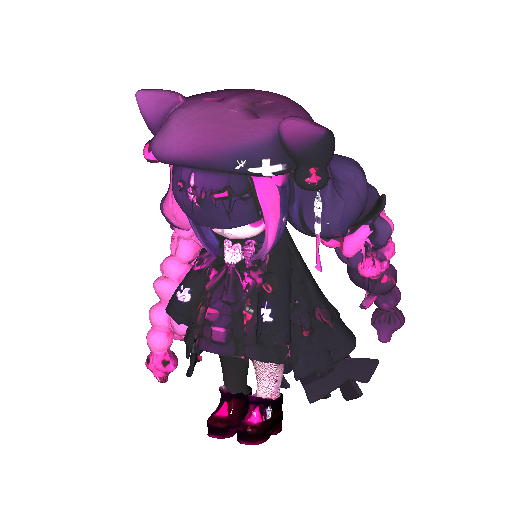 Edgy Chibi Girl: Pink & Purple Anime Character