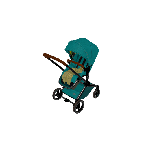 Modern Teal Stroller with Wooden Handle